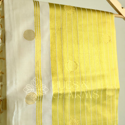 KERALA SIGNATURE KASAVU HANDLOOM POLKA SAREE