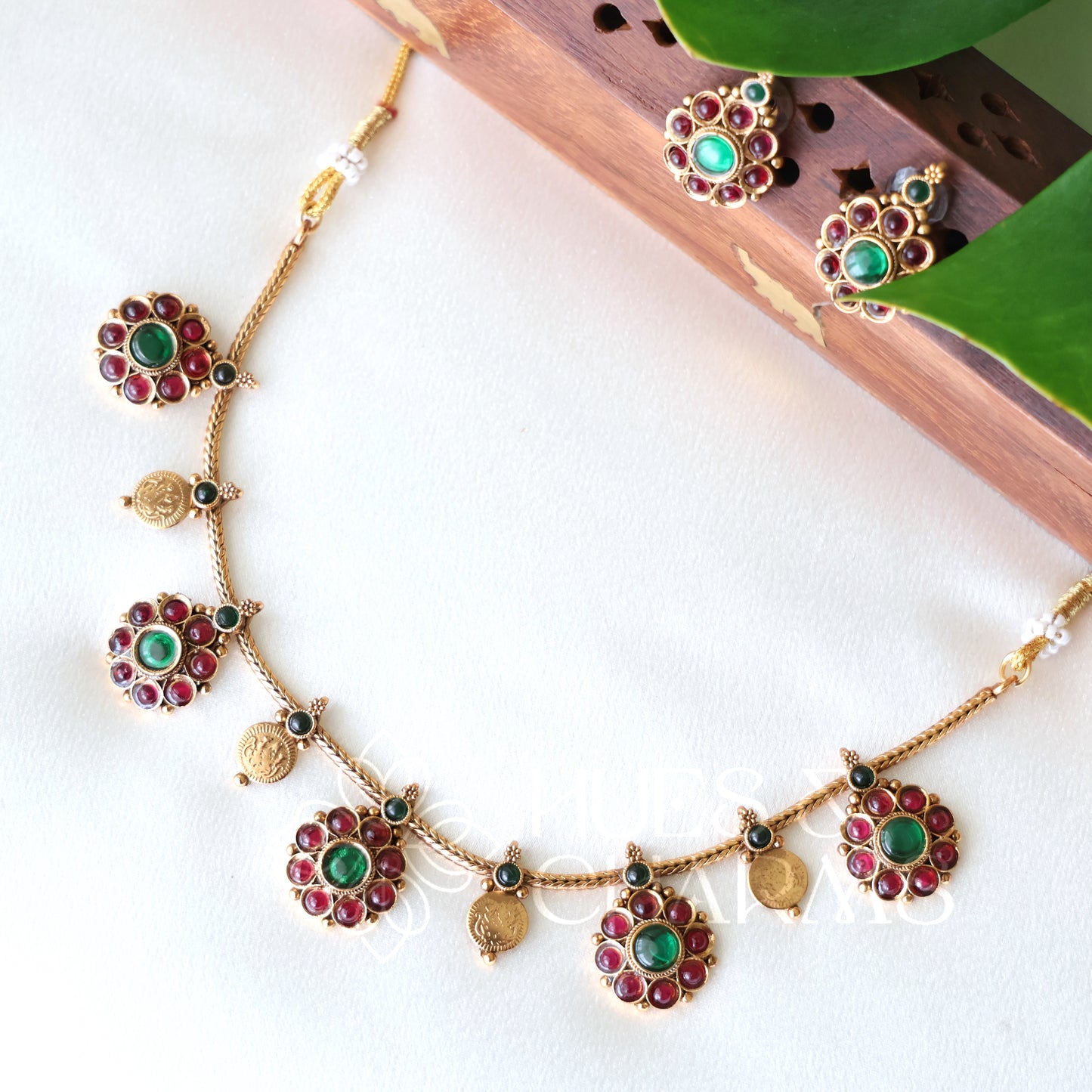TRADITIONAL LAKSHMI COIN FLORAL NECKLACE SET