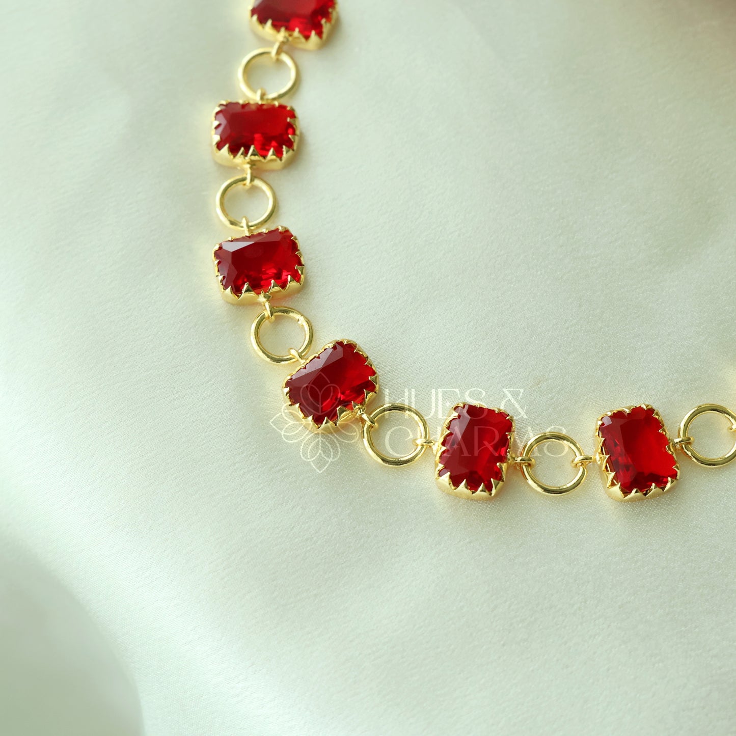 GLOSSY RECTANGLE LUMINA NECKLACE SET (COLOURS AVAILABLE)