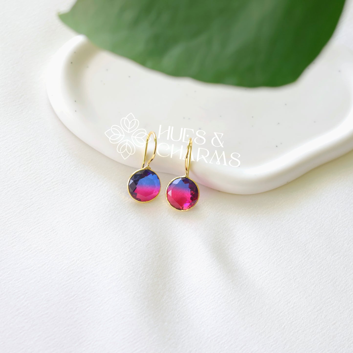 MULTICOLOUR GLOSSY ROUND DROP EARRINGS ( COLOURS AVAILBLE )