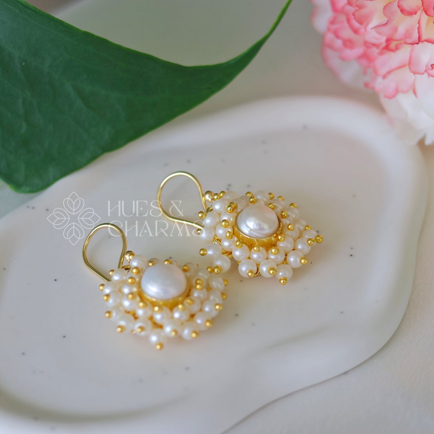 Round Pearl Drop Earrings