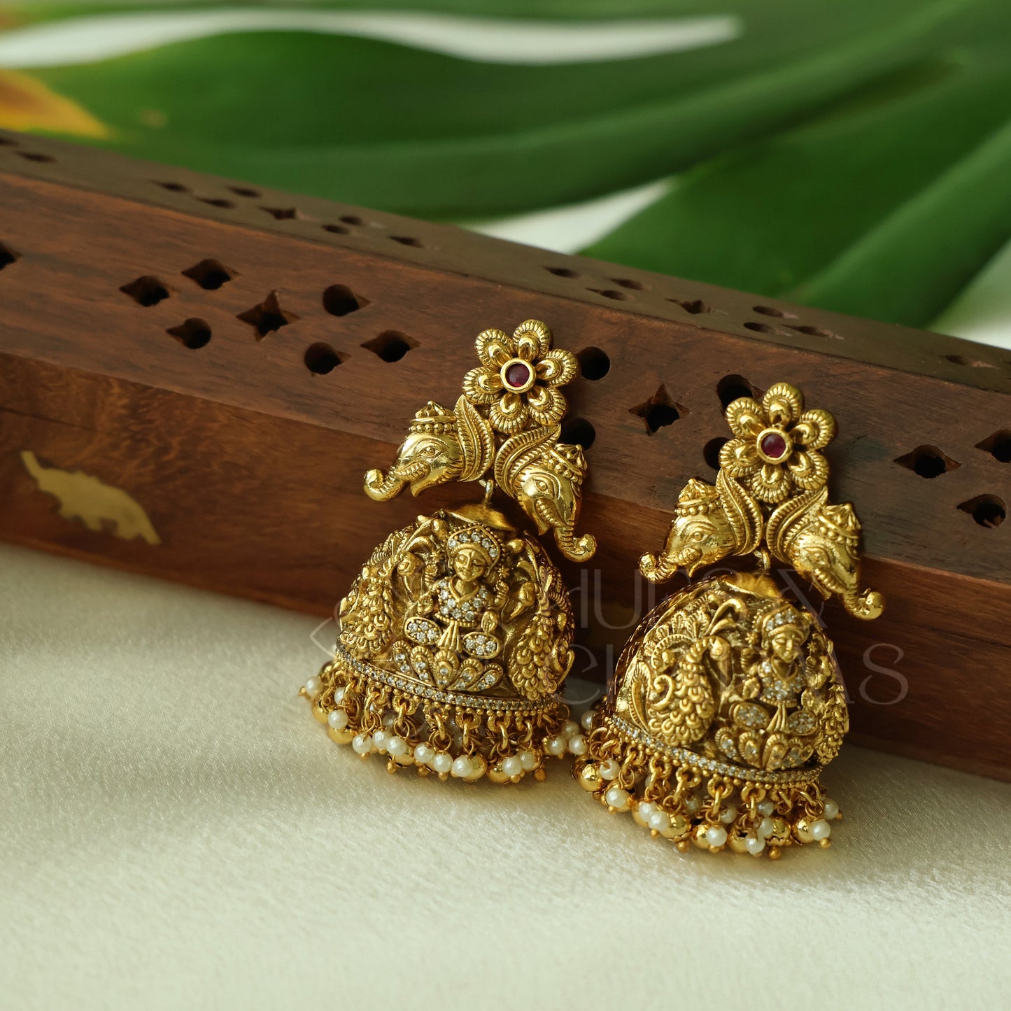 TRADITIONAL PADMALAKSHMI STATEMENT FLORAL JHUMKA WITH PEARLS | PREMIUM JEWELLERY