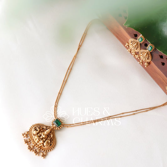 GOLDEN LAKSHMI PENDANT NECKLACE SET(COLOURS AVAILABLE)