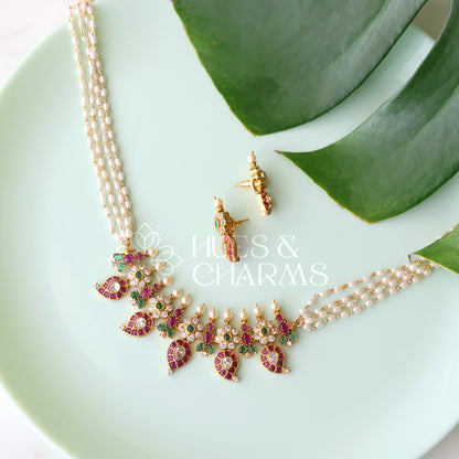KEMP FLORAL PEARL NECKLACE SET |PREMIUM JEWELLERY
