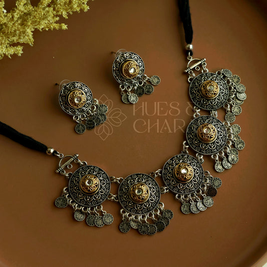 KASHISH DUAL TONE OXIDISED NECKLACE SET