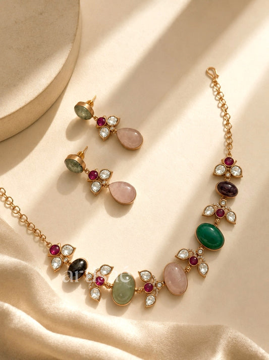 ZÉLIA NATURAL STONE CHOKER SET - MULTI RAW STONE