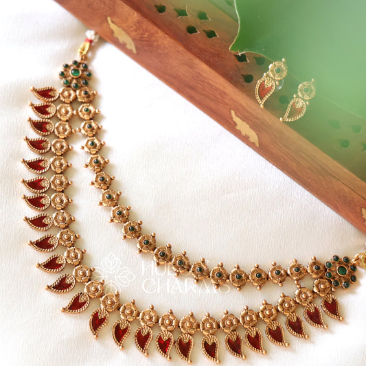 GOLDEN VARNIKA 2 LAYER PALAKKA NECKLACE SET