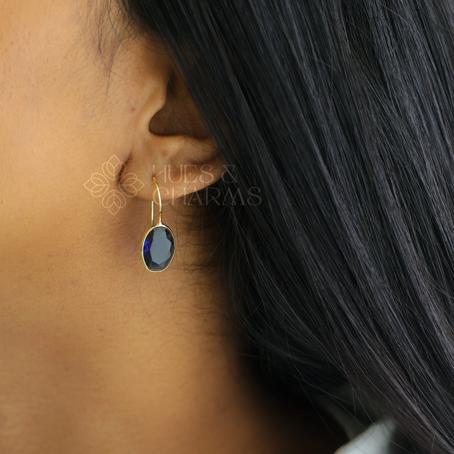 GOLDEN OVAL GLOSSY DROP EARRING (COLOURS AVAILABLE)