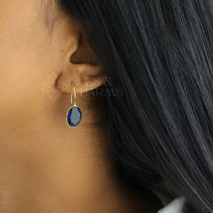 GOLDEN OVAL GLOSSY DROP EARRING (COLOURS AVAILABLE)