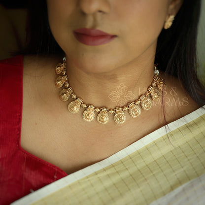 GOLDEN SOUBHAGYA LAKSHMI TEMPLE NECKLACE SET