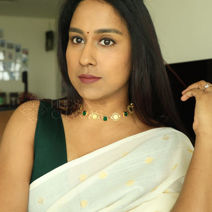 TRADITIONAL PADMIKA VYRA COIN NECKLACE | PREMIUM GOLD PLATED ( Colours available )