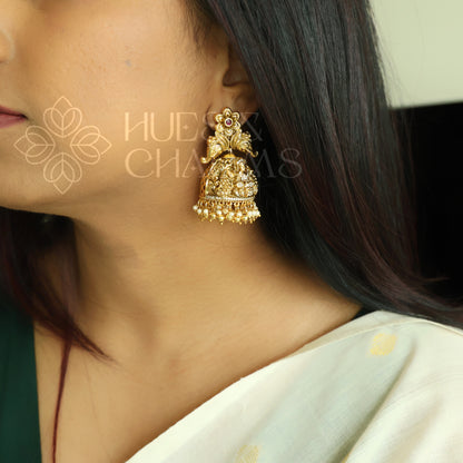TRADITIONAL PADMALAKSHMI STATEMENT FLORAL JHUMKA WITH PEARLS | PREMIUM JEWELLERY
