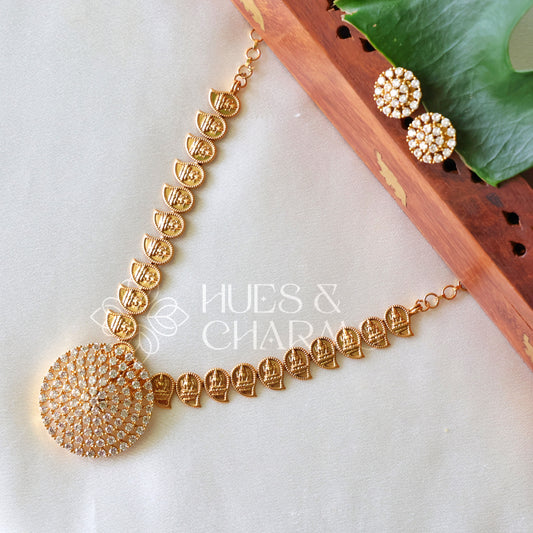 TRADITIONAL LAKSHMI DETAILED STATEMENT NECKLACE SET
