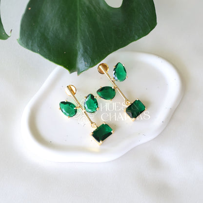 GLOSSY 2 LEAF STATEMENT EARRING (COLOURS AVAILABLE)