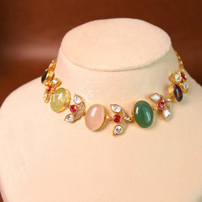 ZÉLIA NATURAL STONE CHOKER SET - MULTI RAW STONE