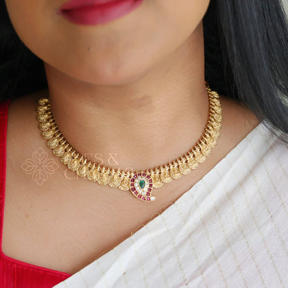 TRADITIONAL LAKSHMI KAASHU MAALA NECKLACE SET (COLOURS AVAILABLE)