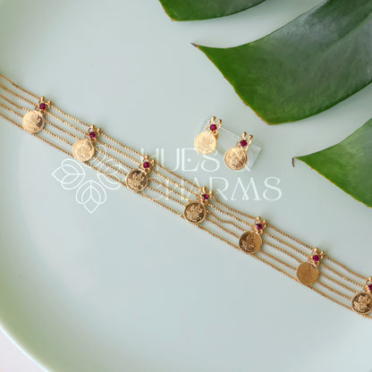 TRADITIONAL KASHU LAKSHMI COIN CHOKER SET | GOLD PLATED