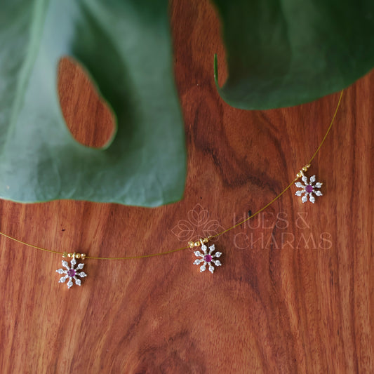 WHITE 3 SNOWFLAKES FLOATING NECKPIECE (COLOURS AVAILABLE)