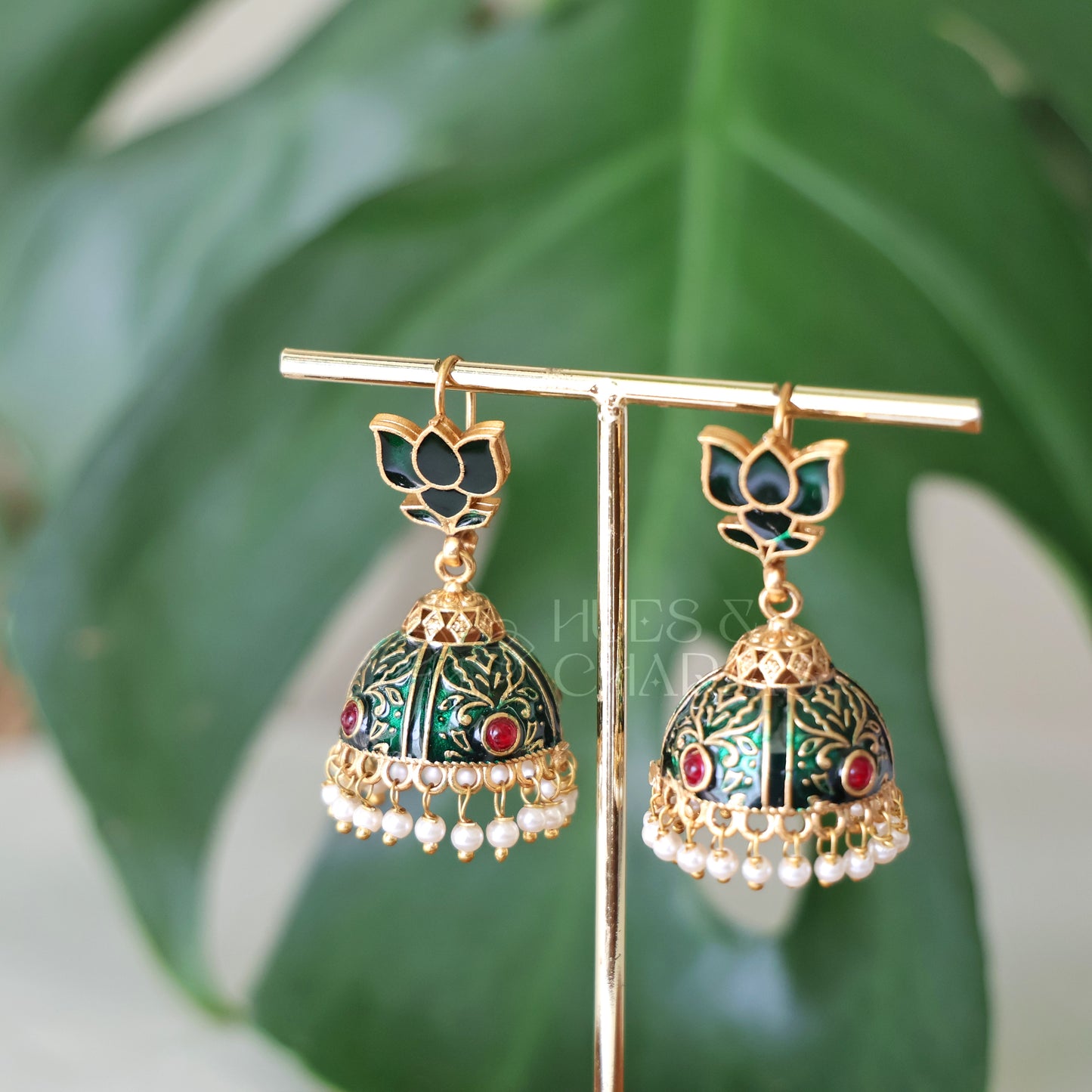 GOLDEN LOTUS JHUMKAS (COLOURS AVAILABLE)