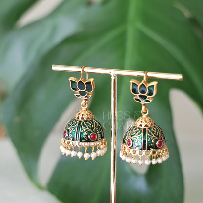 GOLDEN LOTUS JHUMKAS (COLOURS AVAILABLE)