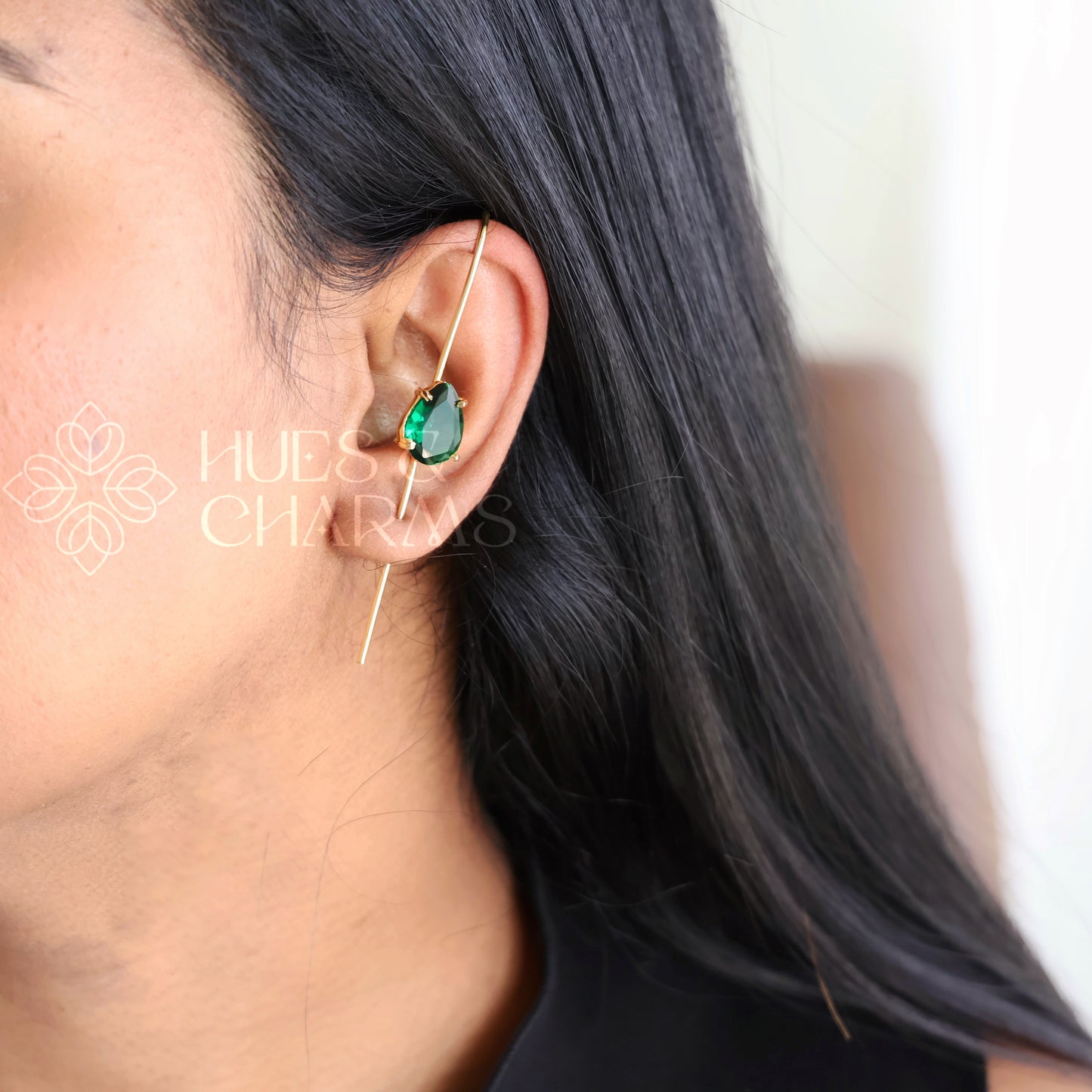 GOLDEN GLOSSY DROP SHAPE EAR CUFF