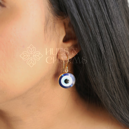 GOLDEN EVIL EYE DROP EARRINGS