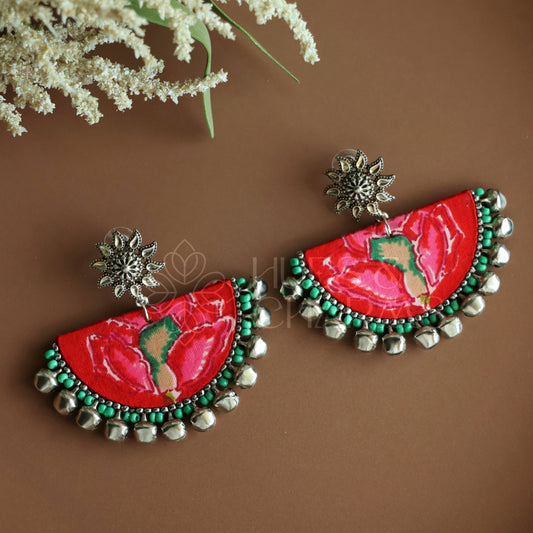 RANGOLI STATEMENT FABRIC EARRINGS (Colours available)