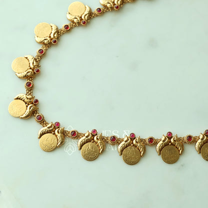 GOLDEN  SWARNA LAKSHMI MAYURA HAARAM SET