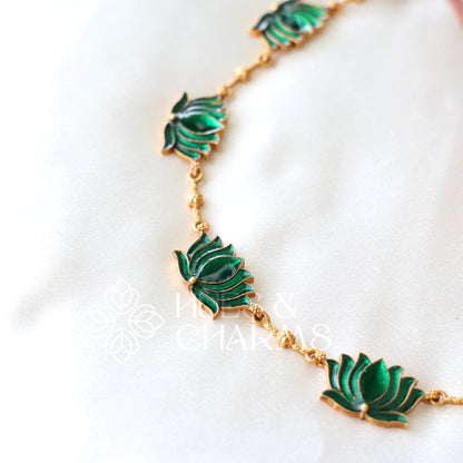 GOLDEN PADMA ENAMEL NECKLACE SET (Colours available)