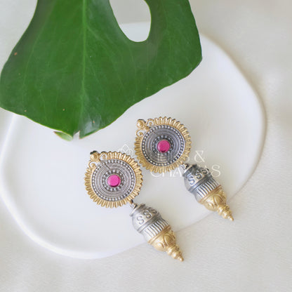 DUAL TONE DANGLER EARRINGS( COLOURS AVAILABLE)