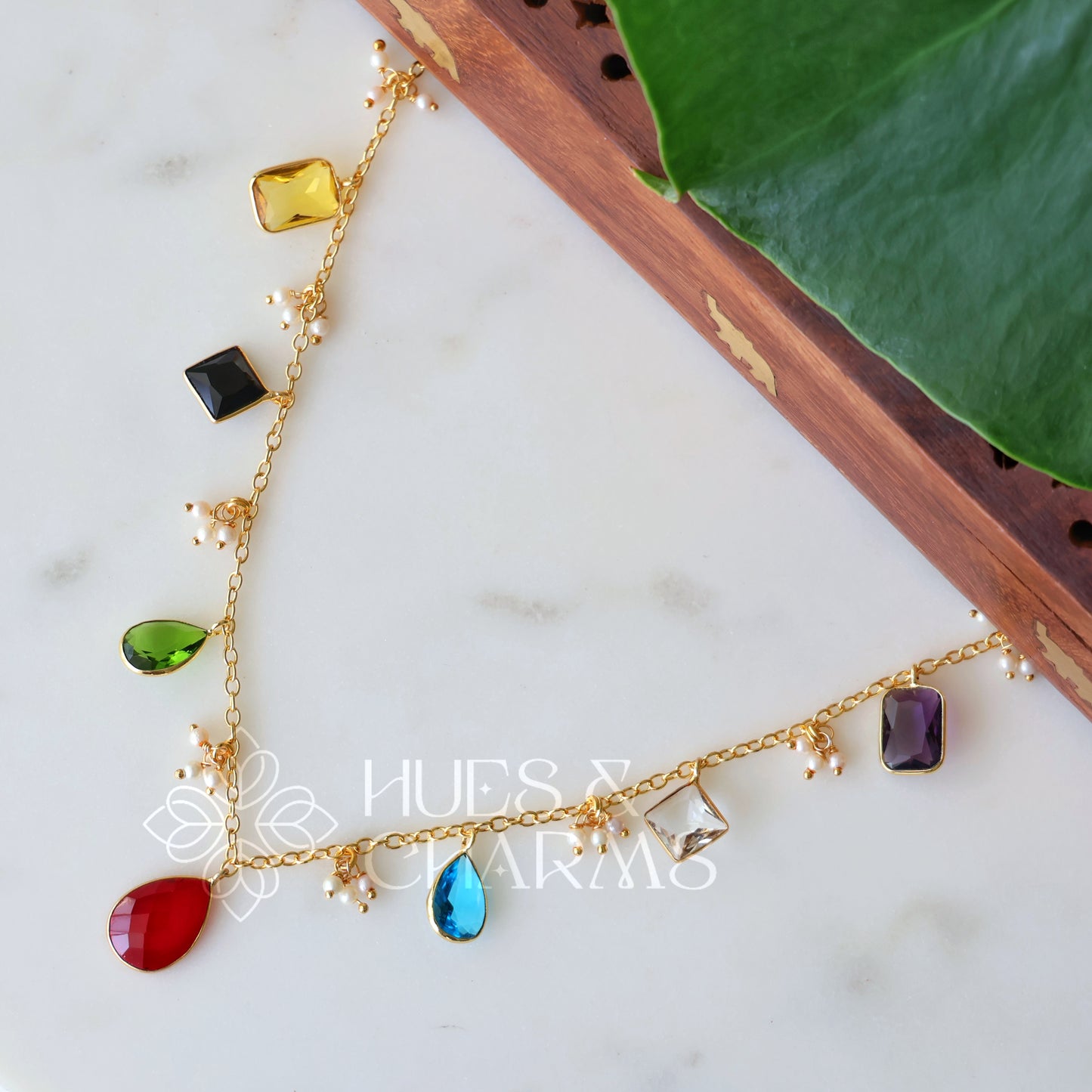 GOLDEN GLOSSY MULTI-CHARM NECKPIECE (COLOURS AVAILABLE)