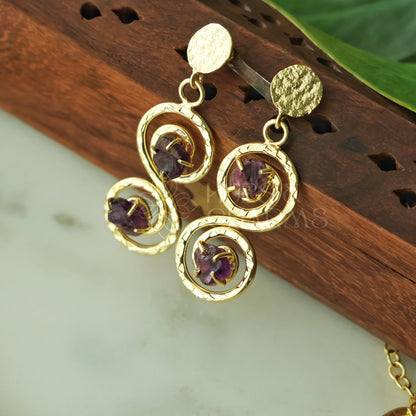NATURAL STONE LUMIERE NECKLACE SET WITH PEARLS (Colours available)