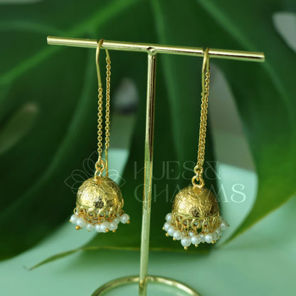 NEEDLE AND THREAD FLORAL EMBOSSED MINIMAL PEARL JHUMKA EARRINGS