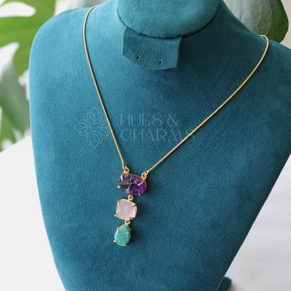 3 RAW STONE PENDANT NECKPIECE