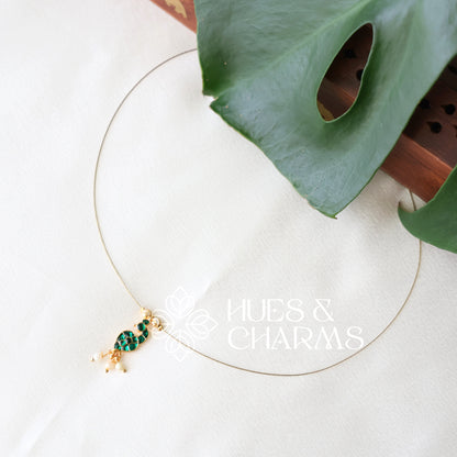 GOLDEN PEACOCK CHARM FLOATING NECKPIECE (COLOURS AVAILABLE)