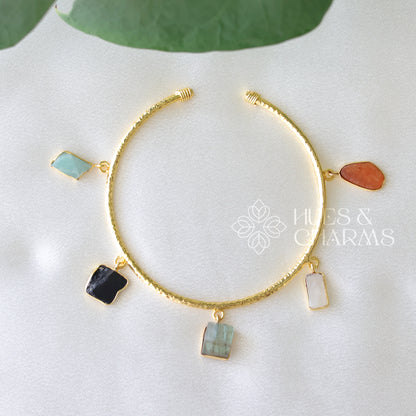 NATURAL STONE ADJUSTABLE BANGLE (COLOURS AVAILABLE)