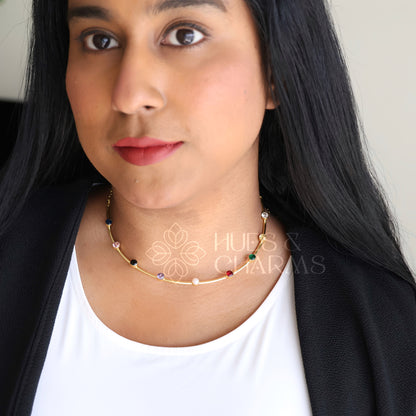 GOLDEN GLOSSY MULTICOLOUR NECKPIECE