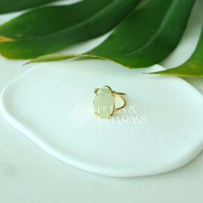 GLOSSY MIXED-CUT  ADJUSTABLE RING (Multiple shapes & colours available)