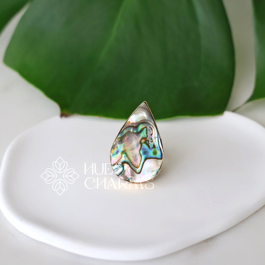 GOLDEN DROP ABALONE STONE STATEMENT ADJUSTABLE RING