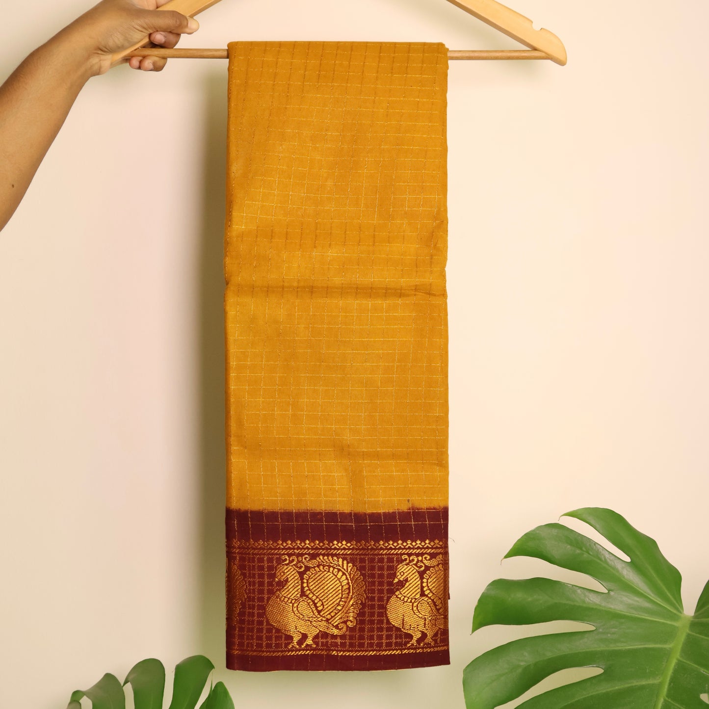 MADURAI SUNGUDI SAREE (Mustard yellow & maroon)