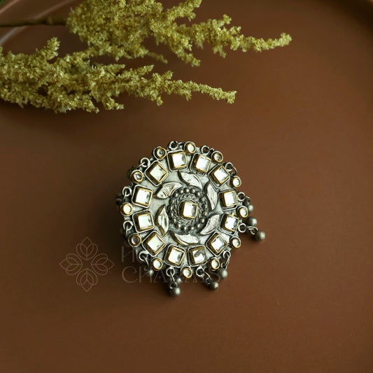 MANDALA OXIDIZED STATEMENT RING