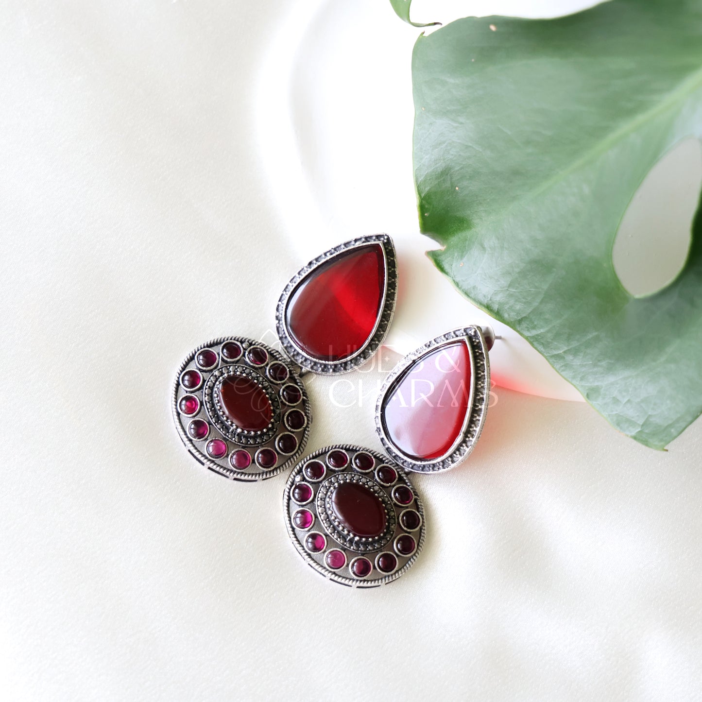 OXIDIZED STATEMENT DROP EARRINGS (Colours available )