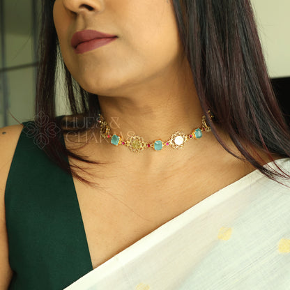 TRADITIONAL PADMIKA VYRA COIN NECKLACE | PREMIUM GOLD PLATED ( Colours available )