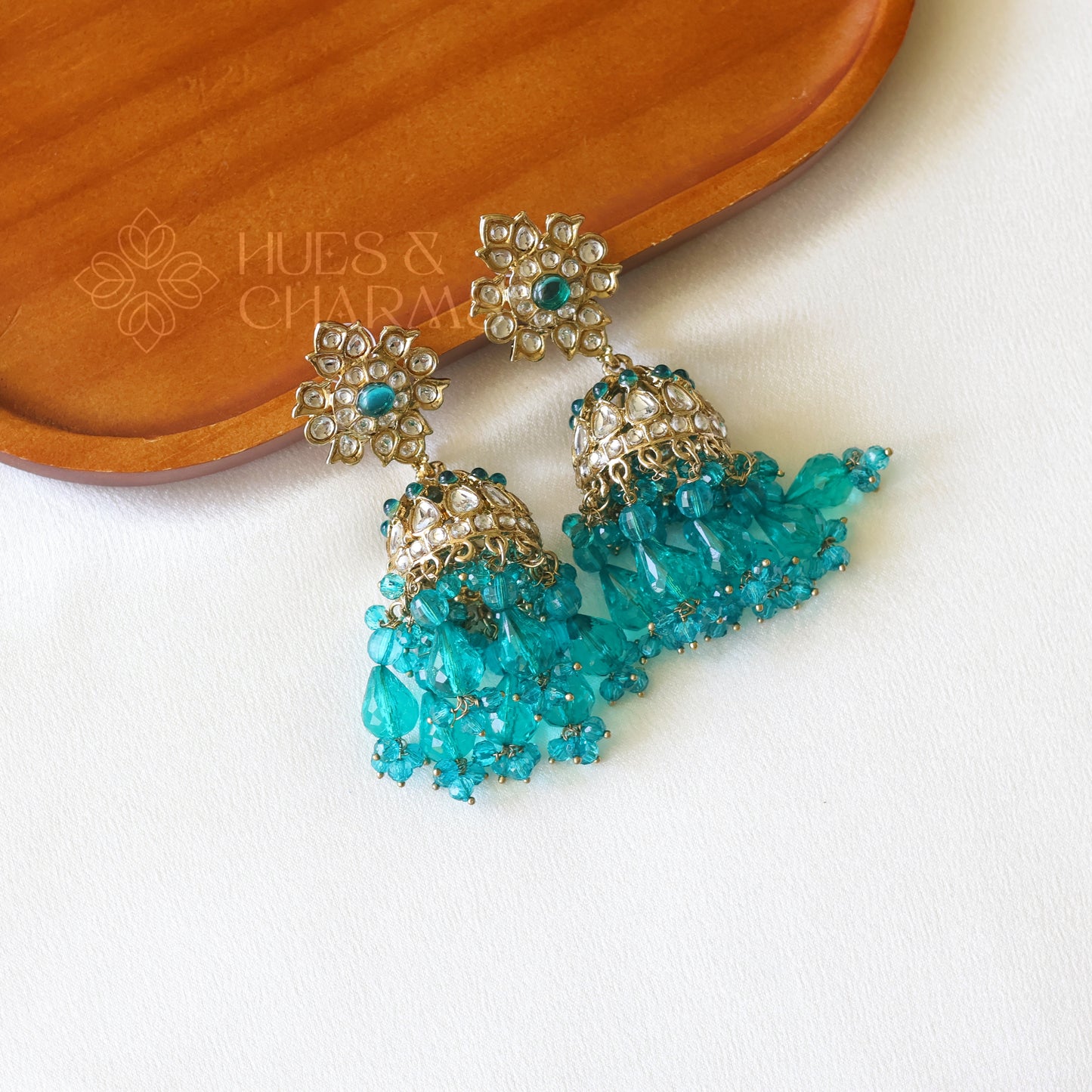 JHUMKA EARRINGS - TEAL