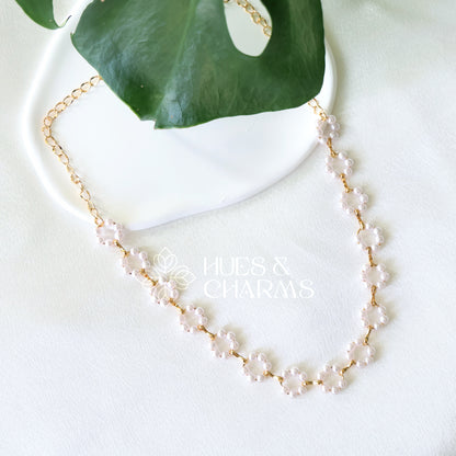 GOLDEN FLORA MINIMAL NECKPIECE WITH PEARLS