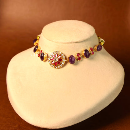 AMÉLIA NATURAL STONE CHOKER SET - AMETHYST