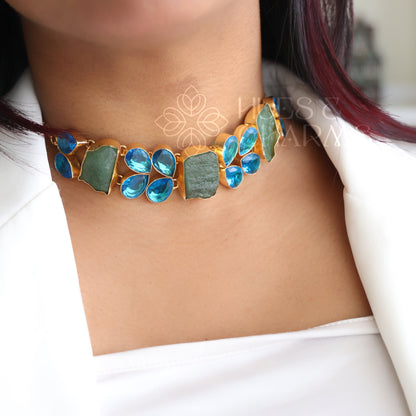 NATURAL STONE FLOREA BOLD CHOKER (Colours available )