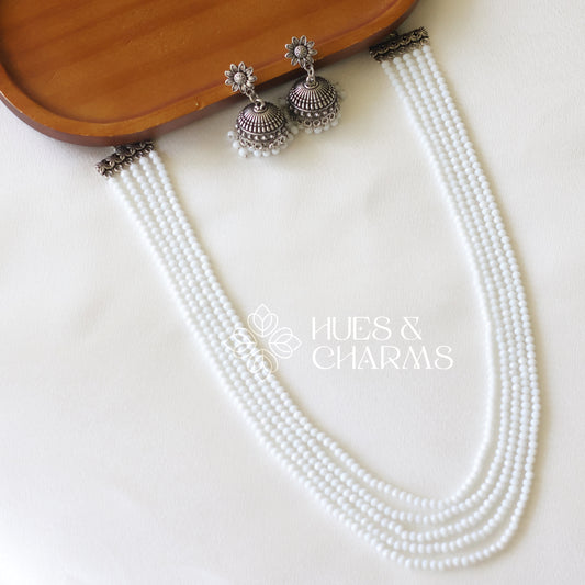 OXIDIZED LAYER NECKLACE SET - WHITE