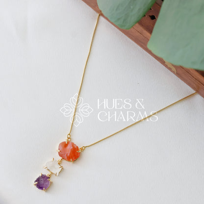 3 RAW STONE PENDANT NECKPIECE