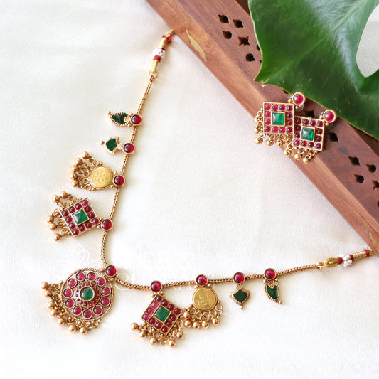STATEMENT PALAKKA AND KASHU COIN FUSION NECKLACE SET